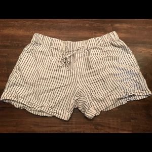 Blue and white striped shorts